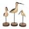 Brown Metal Bird Sculptures with Round Base Set